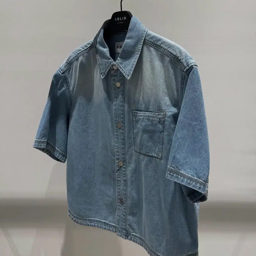 [BUNJANG] Solid Homme 25SS Denim Short Sleeve Shirt Size 46 / 솔리드옴므 데님 반팔 셔츠 25SS 46 사이즈