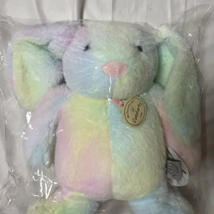 [BUNJANG] Rainbow Rabbit Plush Toy / 레인보우색 토끼인형 애착인형 새상품