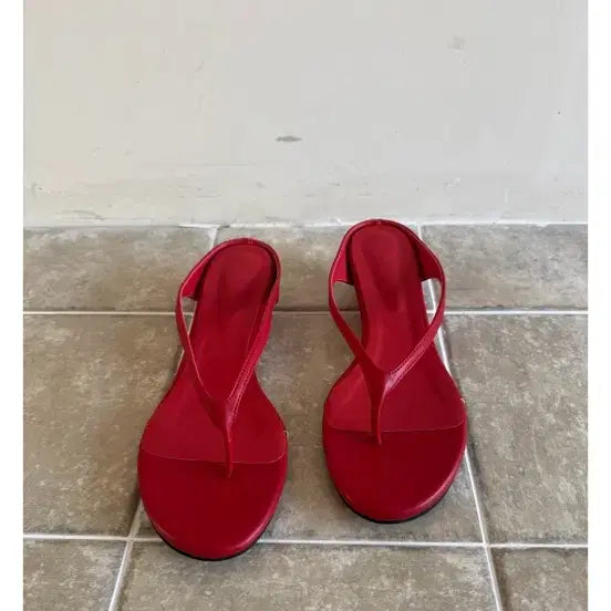 [BUNJANG] Red Wedge Flip-Flops (230mm) / 웨지 쪼리 230 새상품