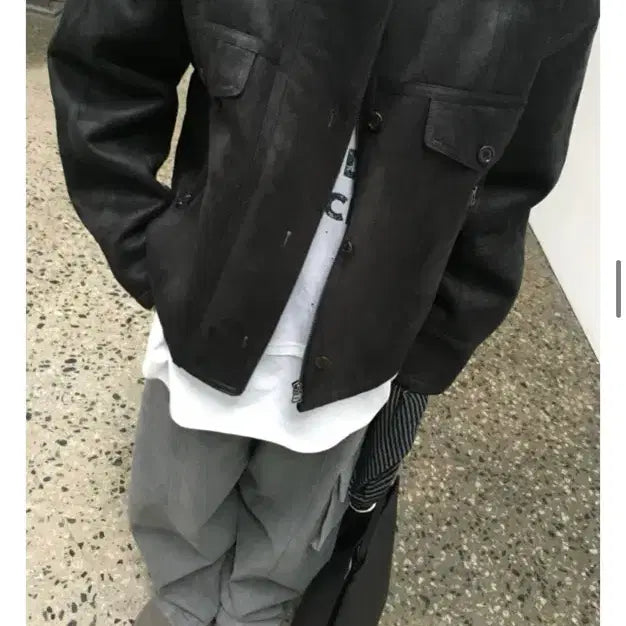 [BUNJANG] Self Service Black Vintage Mustang Jacket / 셀프서비스 빈티지 무스탕 블랙