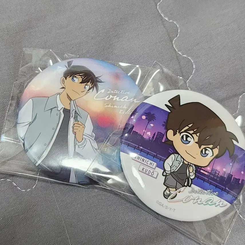 [BUNJANG] Detective Conan Shinichi Kudo "Nuigurumi" Plush Doll + Can Badge Set / 명탐정 코난 남도일 신이치 누이 인형 + 캔뱃지 세트