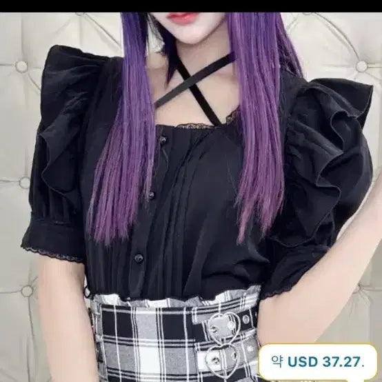 [BUNJANG] ma*rs Satin Ribbon Short Sleeve Blouse / 마즈 새틴 리본 반팔 블라우스 판매합니다 ma*rs