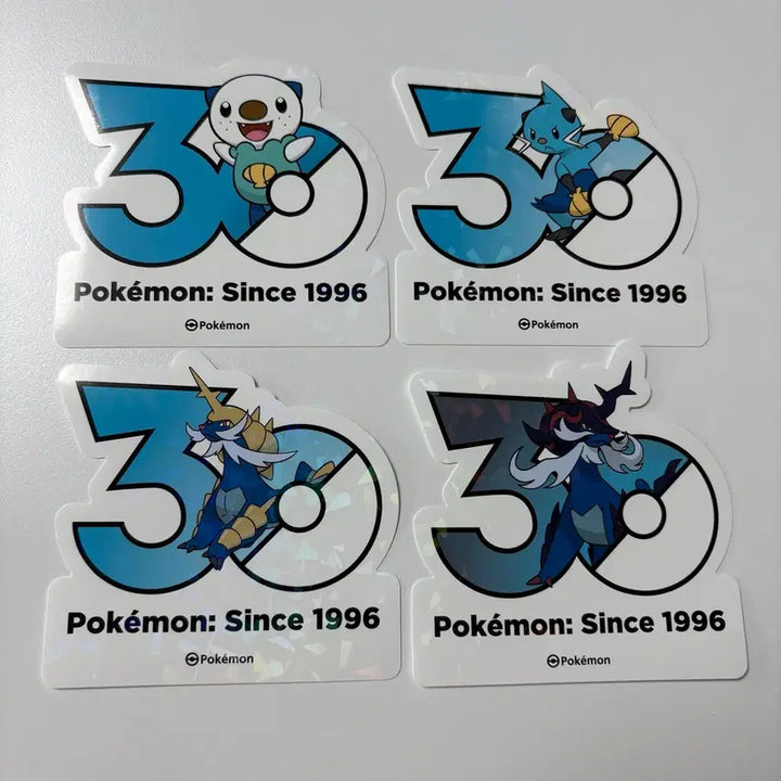 [BUNJANG] Pokemon 30th Anniversary Logo Stickers Oshawott, Samurott, Decidueye (Hisui) / 포켓몬 30주년 로고스티커 수댕이 쌍검자비 대검귀 대검귀(히스이)