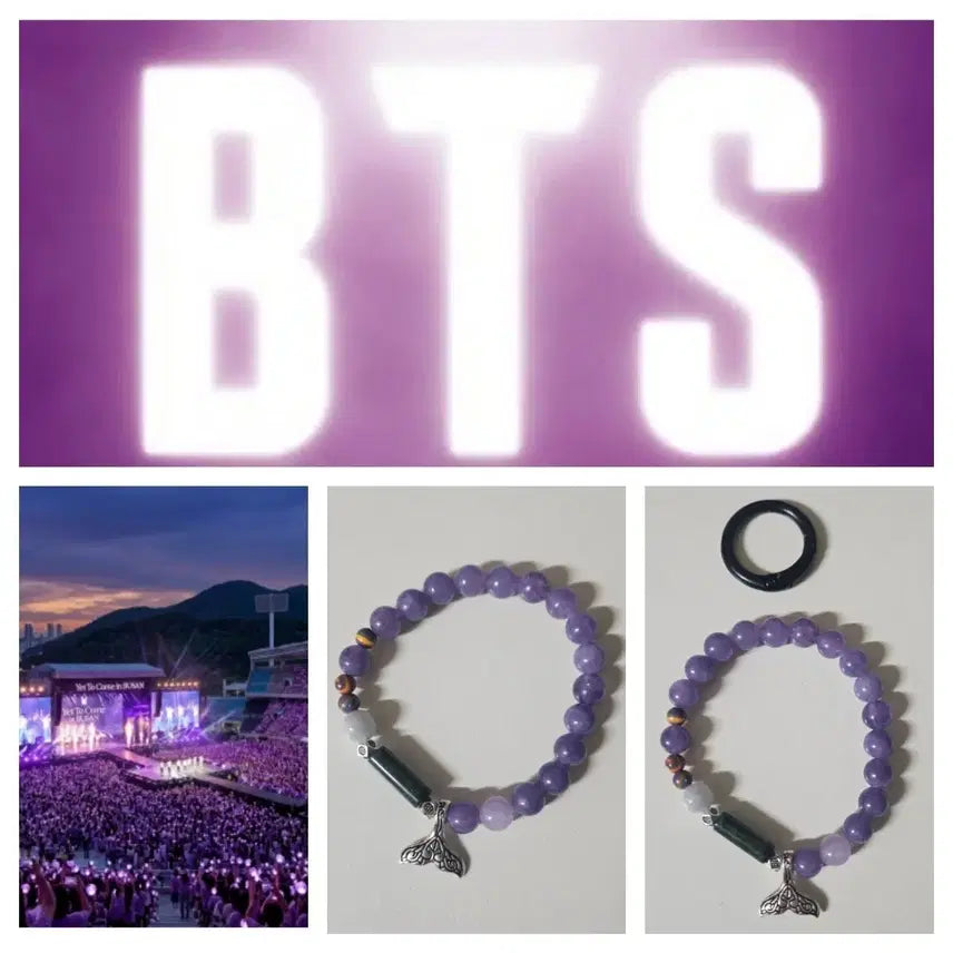 [BUNJANG] BTS Amethyst Gemstone Bracelet / 방탄 BTS 테마 자수정 원석 팔찌