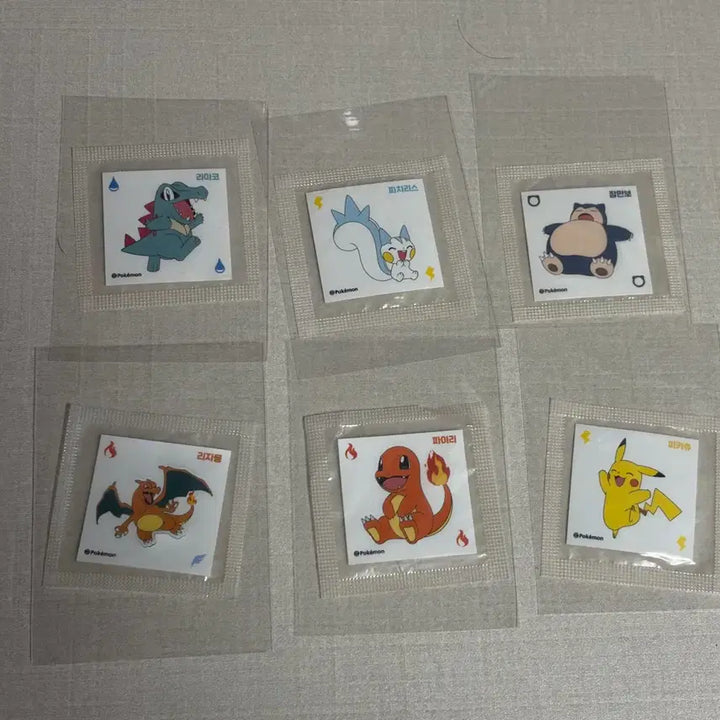 [BUNJANG] Pokemon Sticker Set (Pikachu, Charmander, Charizard, Snorlax, Pachirisu, Totodile) / 피카츄 파이리 리자몽 잠만보 파치리스 리아코 띠부실 스티커 젤리
