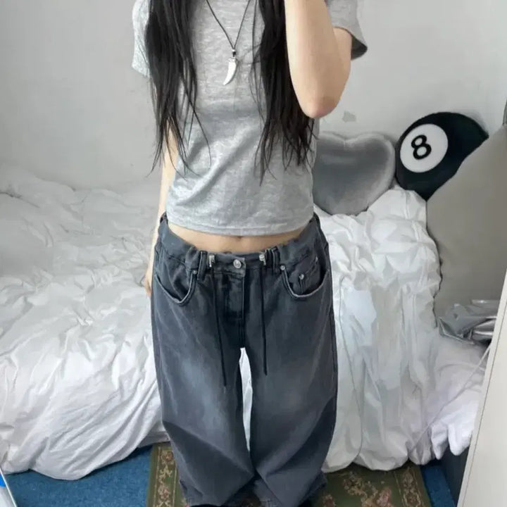 [BUNJANG] Basic Grey Short Sleeve T-Shirt / 베이직 그레이 반팔티