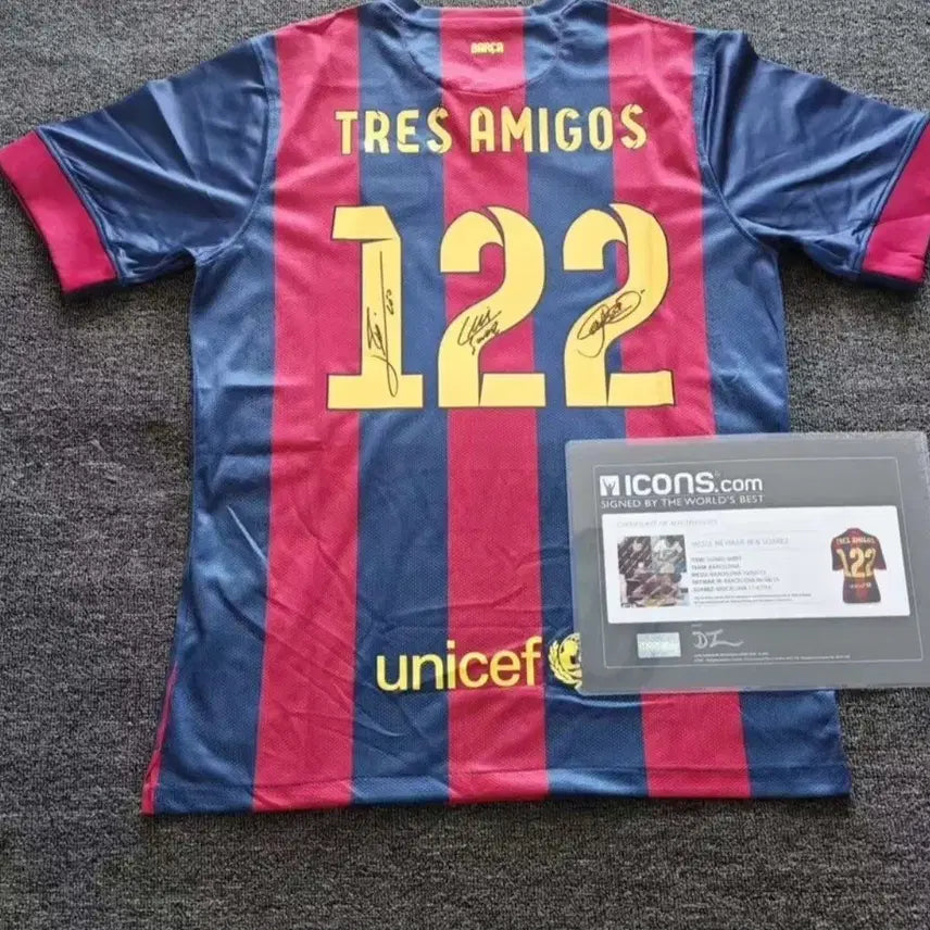 [BUNJANG] FC Barcelona 2014-2015 MSN (Messi, Suarez, Neymar) Authenticated Signed Jersey / 14-15 바르셀로나 MSN 메시 수아레즈 네이마르 아이콘즈 인증 사인