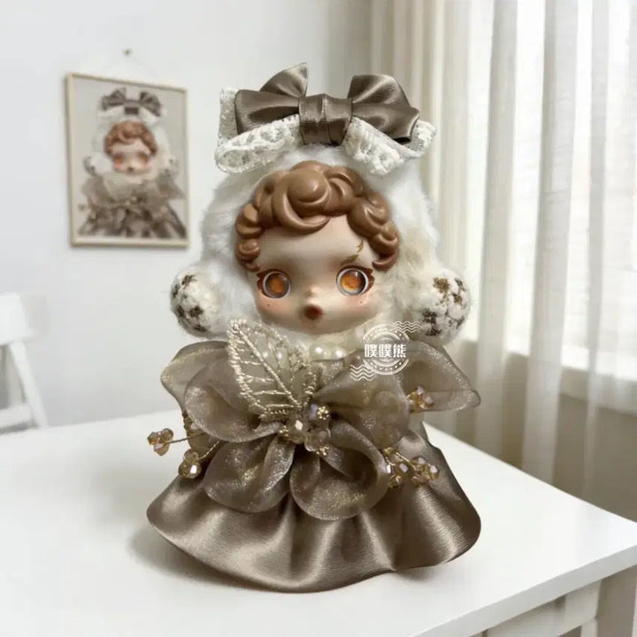 [BUNJANG] Skullpanda 13cm Doll Clothes Brown Ribbon Dress (Doll Not Included) / 스컬판다 13센치인형옷 브라운리본원피스 인형X