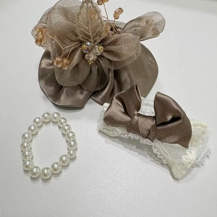 [BUNJANG] Skullpanda 13cm Doll Clothes Brown Ribbon Dress (Doll Not Included) / 스컬판다 13센치인형옷 브라운리본원피스 인형X