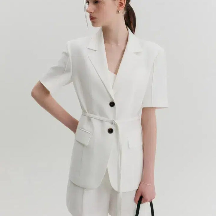 [BUNJANG] Lookast Emma Short Sleeve Jacket White / 25최신상 룩캐스트 엠마 반팔자켓 (1회착)