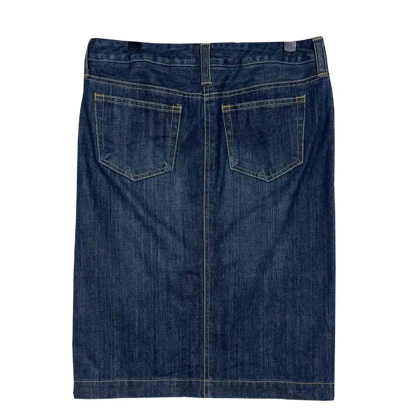 [BUNJANG] Vintage Washed Denim Slit Mini Skirt / 빈티지 워싱 데님 슬릿 미니 스커트[M] 코튼 100%