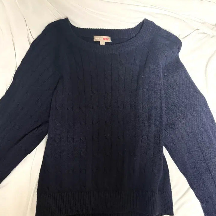 [BUNJANG] SPAO Navy Cable Knit Sweater / 스파오 네이비 케이블 니트
