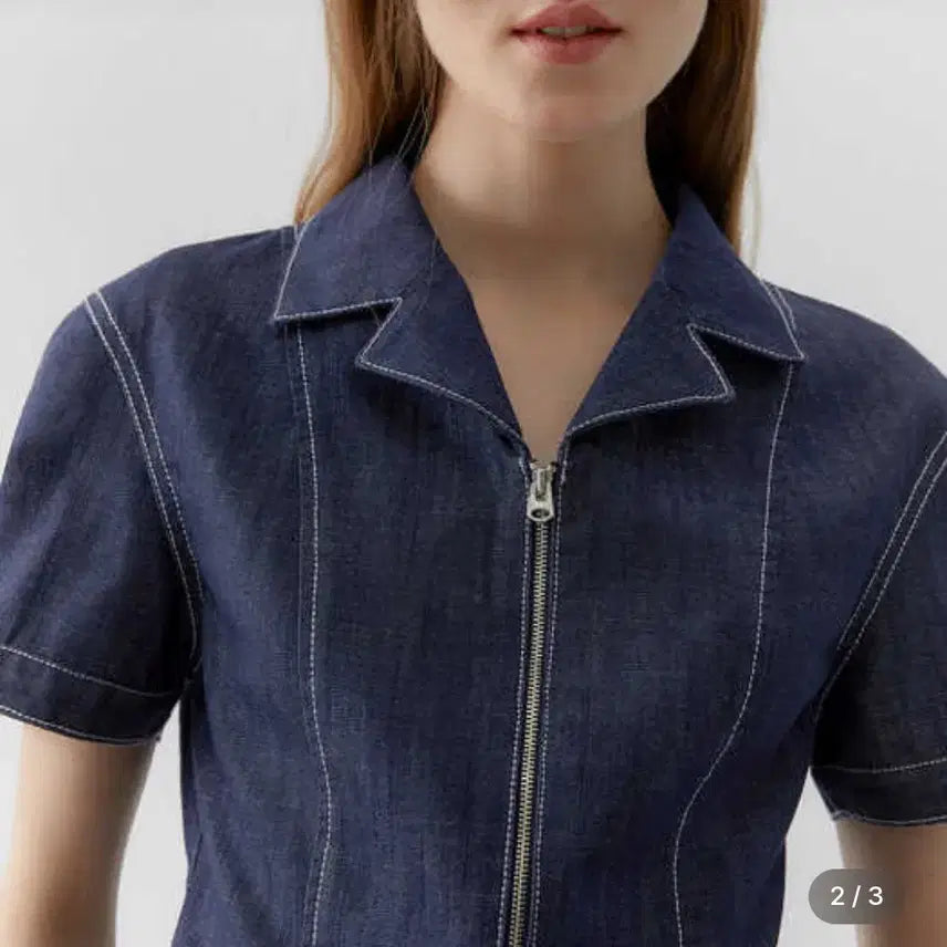 [BUNJANG] W.CIELO Open Zipper Crop Denim Jacket / 워머스트치엘로(W.CIELO) 오픈지퍼 크롭 데님자켓 55