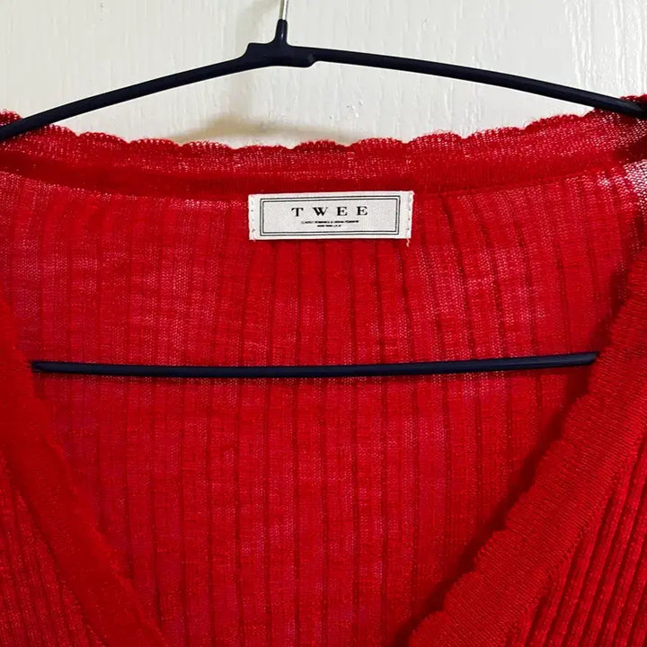[BUNJANG] TWEE Red Summer Cardigan / 트위 TWEE 레드 여름가디건