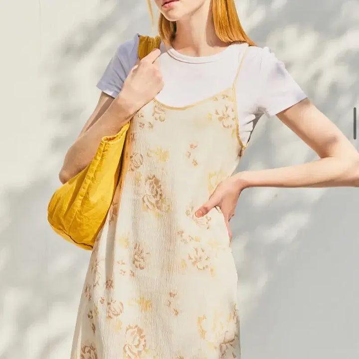 [BUNJANG] City Breeze City Flowery Sleeveless Long Dress - Yellow / 시티브리즈 시티 플라워리 슬리브리스 롱 원피스_옐로우