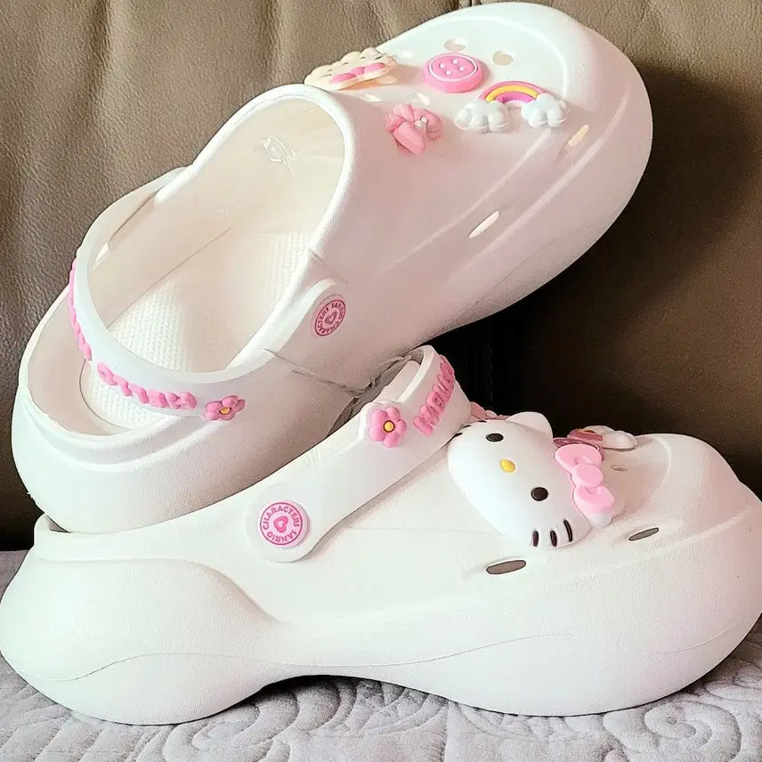 [BUNJANG] Sanrio Hello Kitty Platform Mule Slippers / 산리오 헬로키티 뮬 슬리퍼예요크록스st 6mm 통굽(미개봉새상품)