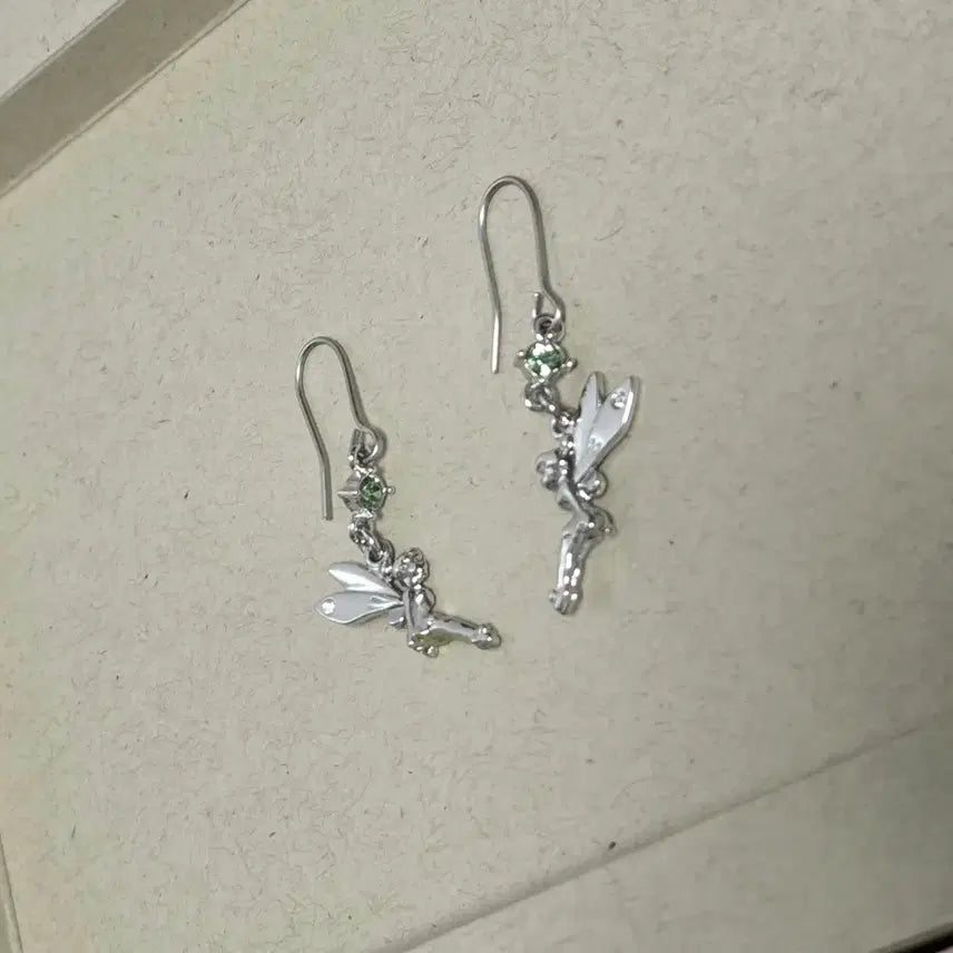 [BUNJANG] Disney Peter Pan Tinkerbell Long Earrings (3.2 cm) / disney 디즈니 피터펜 팅커벨  3.2  cm 롱 귀걸이