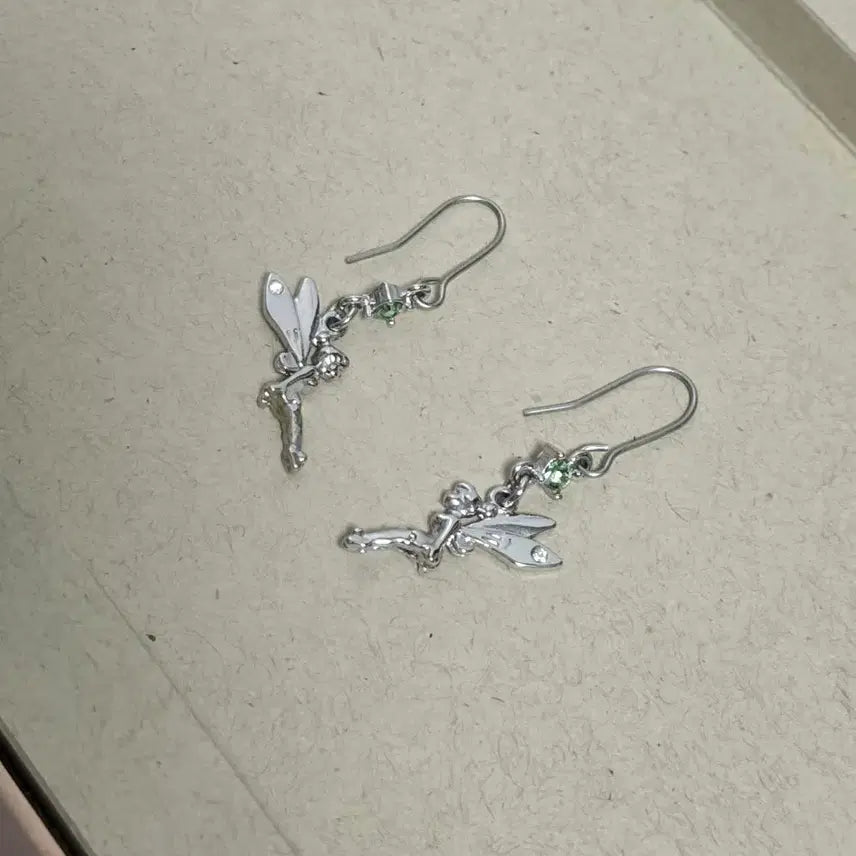 [BUNJANG] Disney Peter Pan Tinkerbell Long Earrings (3.2 cm) / disney 디즈니 피터펜 팅커벨  3.2  cm 롱 귀걸이
