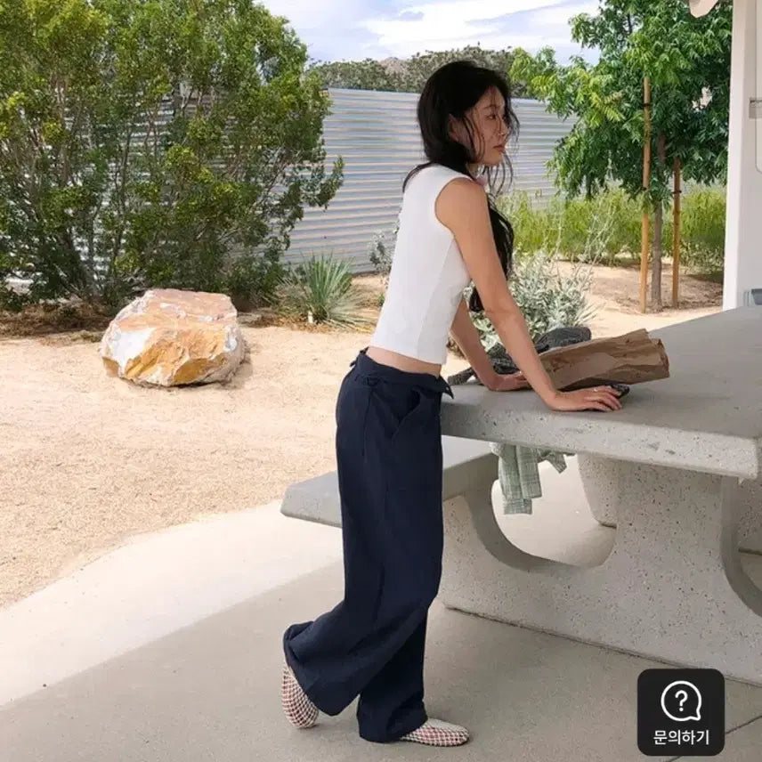 [BUNJANG] Underbee Oxford Wide Cotton Pants Navy S / 언더비 옥스퍼드 와이드 코튼 팬츠 