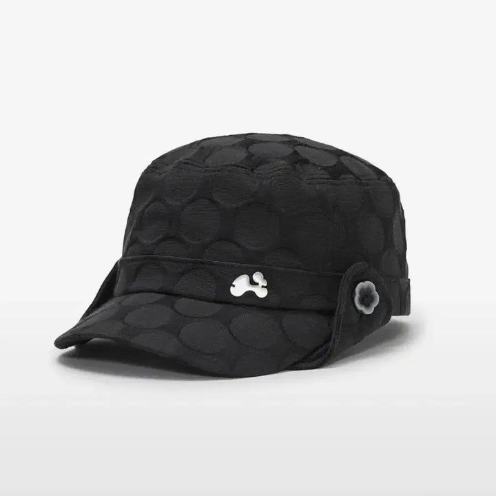 [BUNJANG] Hug Your Skin Lace Button Flap Cap Black / 허그유어스킨 레이스 버튼 플랩 캡 블랙
