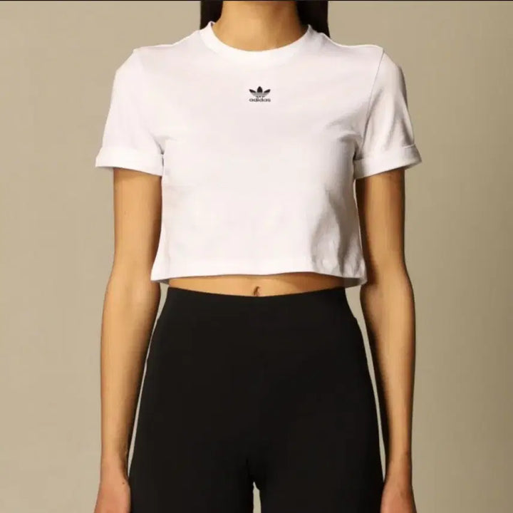 [BUNJANG] Adidas Originals Trefoil Cropped Short Sleeve T-Shirt White / 아디다스 오리지널 트레포일 크롭 반팔 티셔츠 화이트