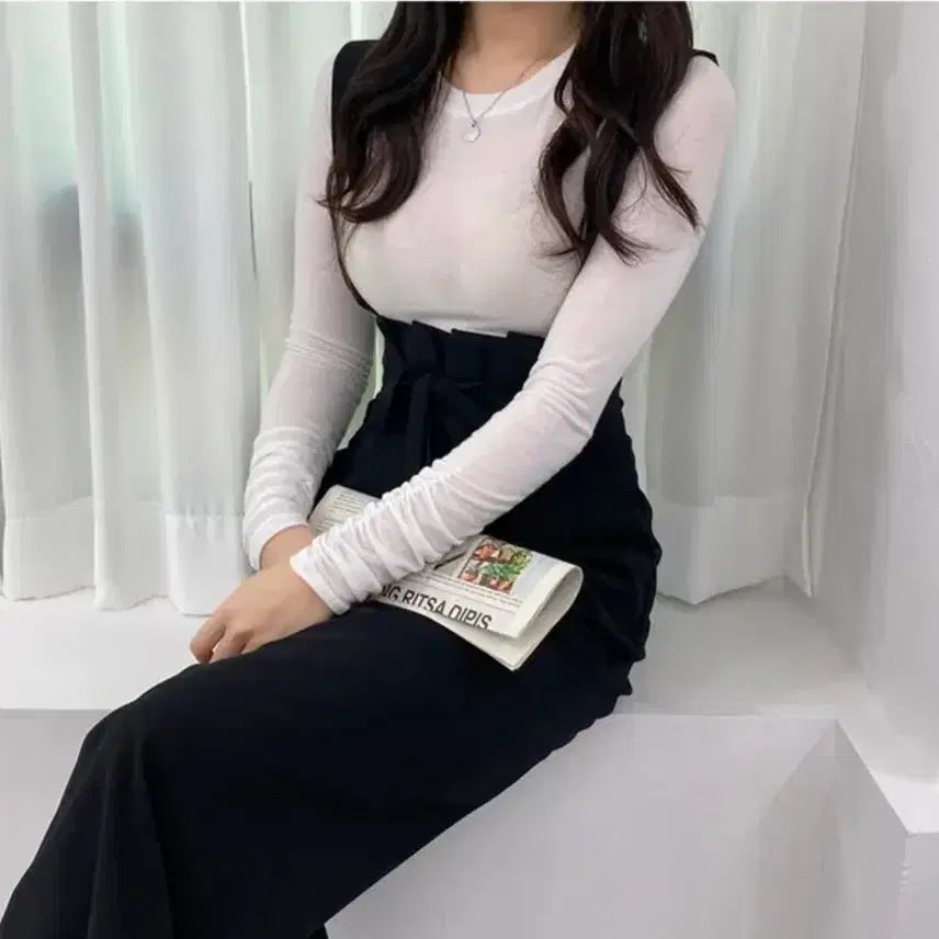 [BUNJANG] Ribbon Strap Wide Pants - Black / 리본멜빵 와이드팬츠 블랙