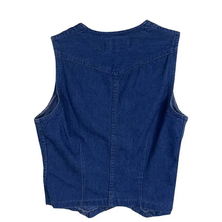 [BUNJANG] Washed Denim Vest / 데님 조끼 버튼 베스트 워싱 청 조끼 [M]