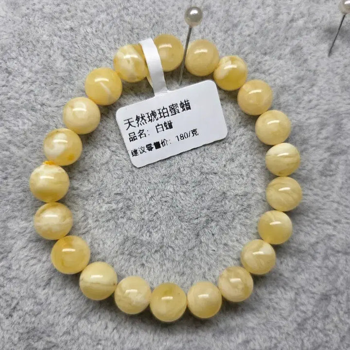 [BUNJANG] Natural Amber Wax Bracelet White / 천연 호박 밀랍 팔찌 백색
