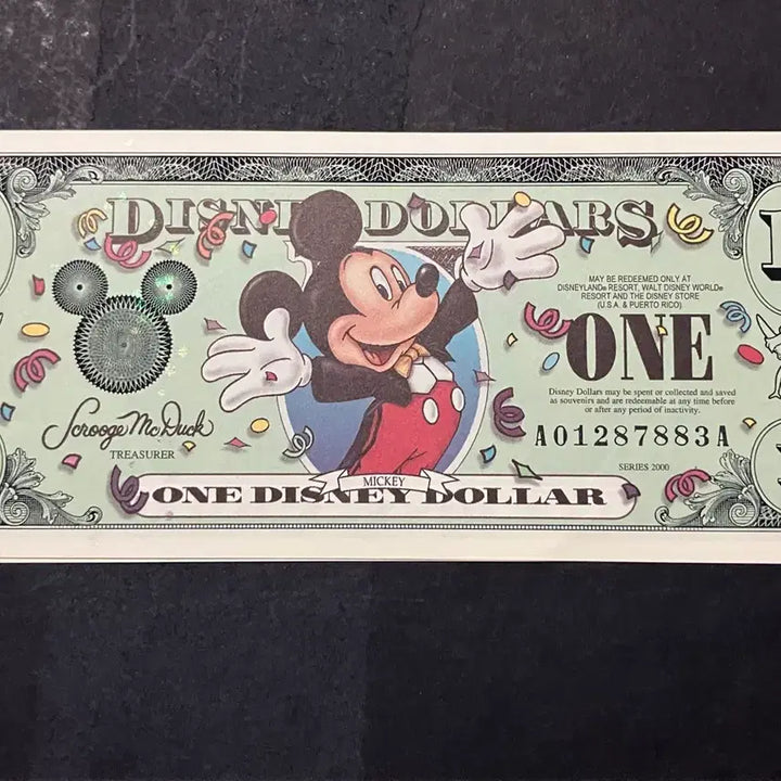 [BUNJANG] Disney Millennium Series 2000 1 Dollar Bills Set (Sequential Serial Numbers) / [완미/미사용] 2000년 밀레니엄 디즈니 1달러 2장 연번호 포함)