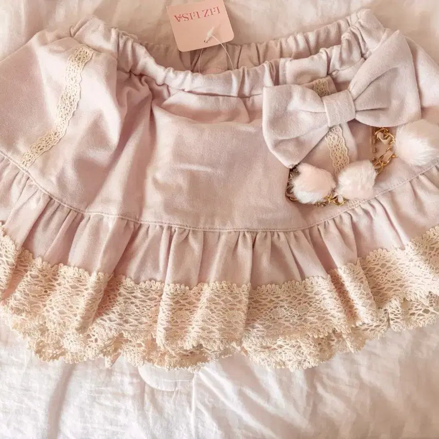 [BUNJANG] Dearly Tralala Pink Pom Pom Culottes / 라떼갸루 히메갸루 리즈리사 삼리본 연핑크 폼폼이 큐롯 디어리 트랄라라