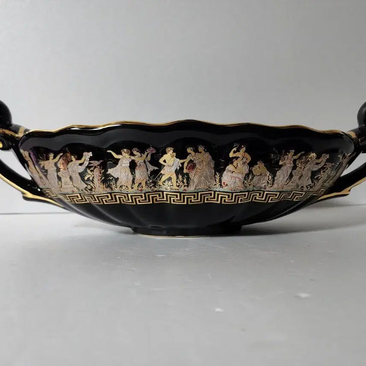 [BUNJANG] 24K Gold Gilt Hellenistic Ceramic Oval Vessel Object/Vase / 그리스 24K 골드 금장 센터피스/오브제 도자기 장식품/화병