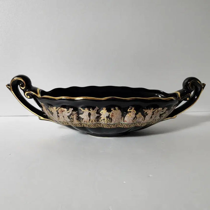 [BUNJANG] 24K Gold Gilt Hellenistic Ceramic Oval Vessel Object/Vase / 그리스 24K 골드 금장 센터피스/오브제 도자기 장식품/화병
