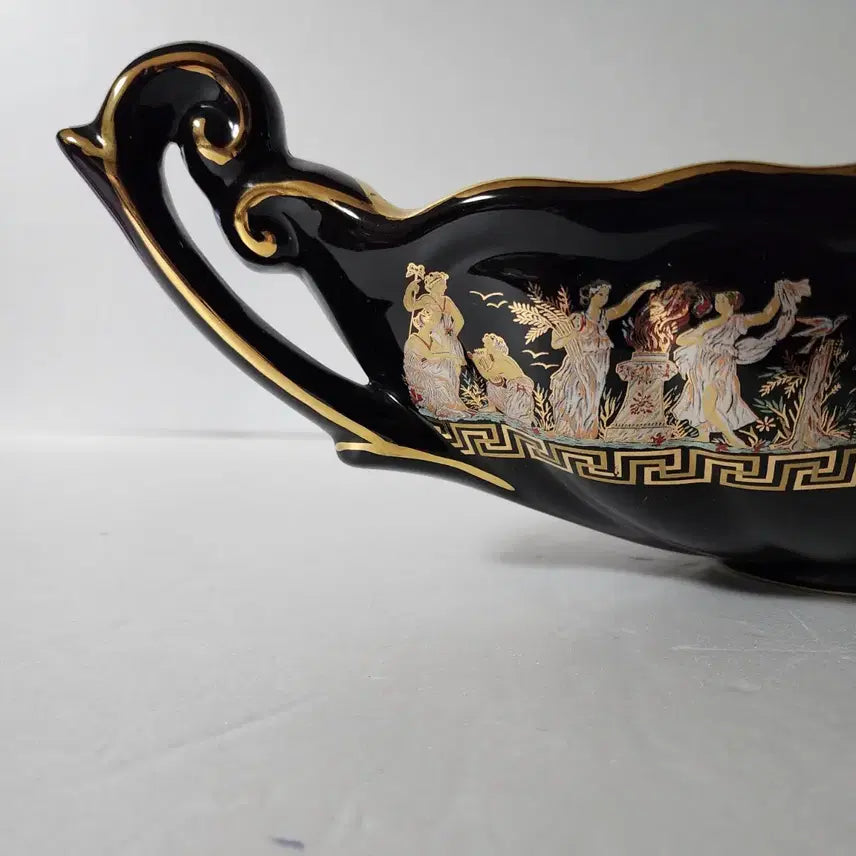 [BUNJANG] 24K Gold Gilt Hellenistic Ceramic Oval Vessel Object/Vase / 그리스 24K 골드 금장 센터피스/오브제 도자기 장식품/화병