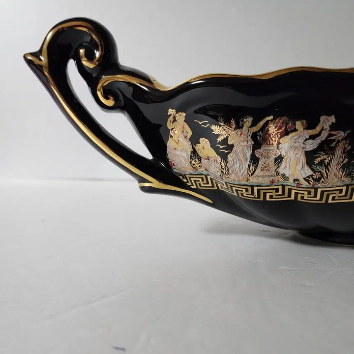 [BUNJANG] 24K Gold Gilt Hellenistic Ceramic Oval Vessel Object/Vase / 그리스 24K 골드 금장 센터피스/오브제 도자기 장식품/화병