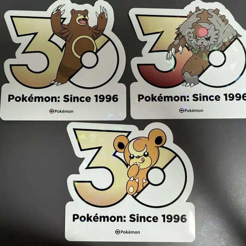 [BUNJANG] Pokemon 30th Anniversary Logo Sticker Bundle (Kkamjigom, Ringgom, Datugom) / 포켓몬 30주년 로고 스티커 깜지곰 링곰 다투곰
