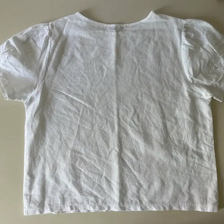 [BUNJANG] White Puff Sleeve Short Sleeve Blouse / 화이트 퍼프소매 반팔 블라우스