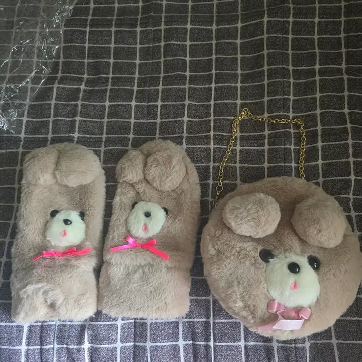 [BUNJANG] Fancier a mode Bear Gloves and Chain Dot Bag Set / 일본 작가님 팬시아라모드 곰돌이 장갑, 체인 도트백 희귀 페어리계