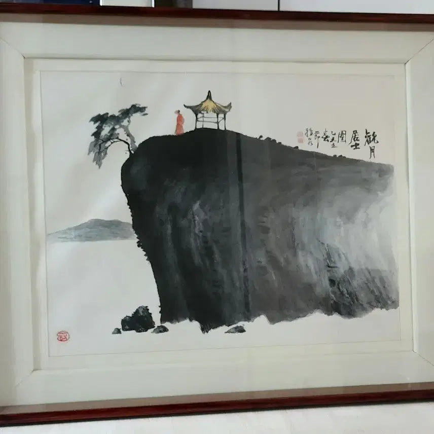 [BUNJANG] Acheon Kim Young-chul "Gwanwoljingoe-do" Ink Wash Painting (Approx. 40 Years Old) / 국전심사원장 아천 김영철 관월진외도 수묵화