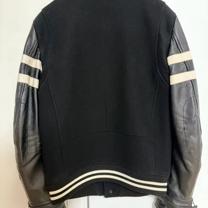 [BUNJANG] SYSTEM Black Leather Varsity Stadium Jacket Size 95 / 시스템(SYSTEM)블랙 레더 바시티 스타디움 자켓 95사이즈