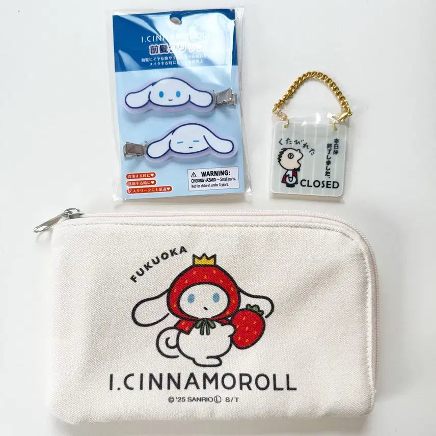 [BUNJANG] Cinnamoroll Fukuoka Limited Pouch &amp; Hairpin Set / 시나모롤 아이시나모롤 헤어핀 머리핀 파우치 후쿠오카 한정 산리오