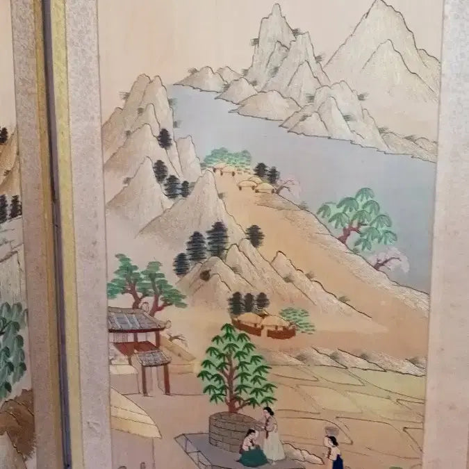 [BUNJANG] 8-Panel Folding Screen with Traditional Landscape Paintings and Semi-Cursive Script Calligraphy / 전통산수화와 행초서 서예 8폭 병풍