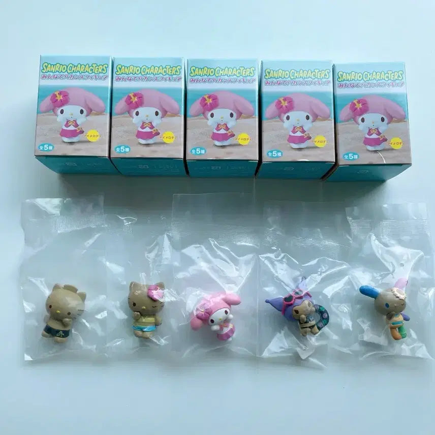 [BUNJANG] Sanrio Characters All Together Vacation Figure 5-Piece Full Set / (일괄) 산리오 캐릭터즈 모두 함께 바캉스 피규어 5종 풀세트