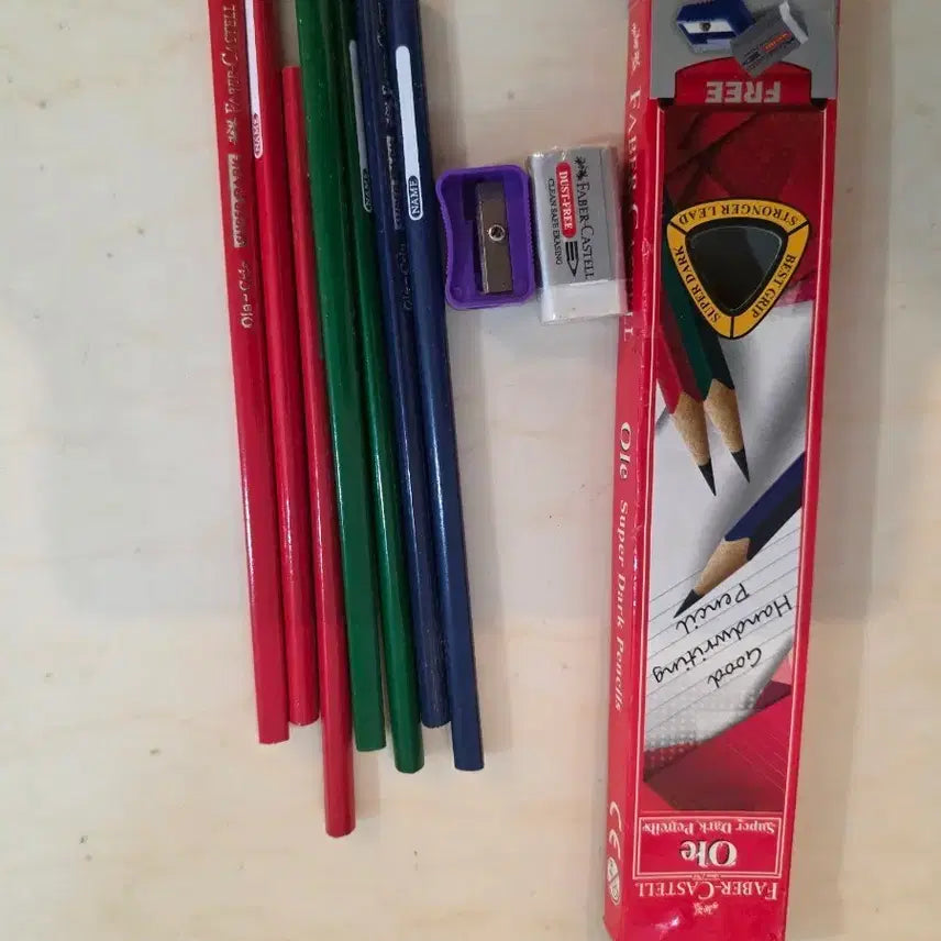 [BUNJANG] Faber-Castell Super Dark Pencils, Sharpener, and Eraser Set / FABER-CASTELL super dark pencils