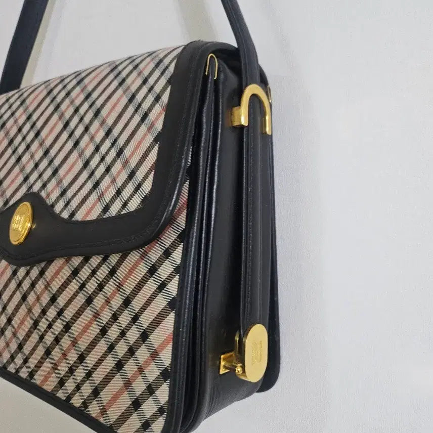 [BUNJANG] Black Leather &amp; Burgundy Leather Checkered Handbags (Set of 2) / 핸드백새상품 두개 가격.