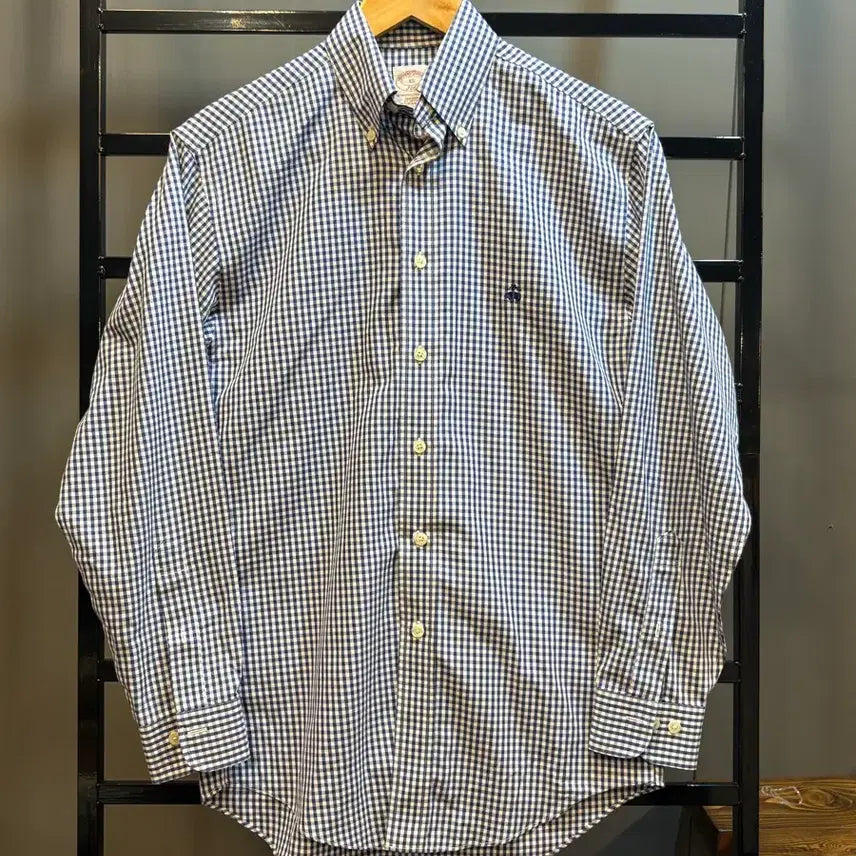 [BUNJANG] Brooks Brothers 346 Gingham Check Button-Down Shirt Navy XS / [XS] 브룩스브라더스  깅엄체크 버튼다운 셔츠 네이비 / Brooks