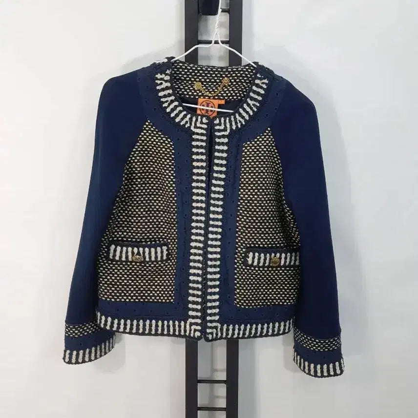 [BUNJANG] Tory Burch Tweed Jacket Navy Gold Button / 토리버치 트위드 자켓 2