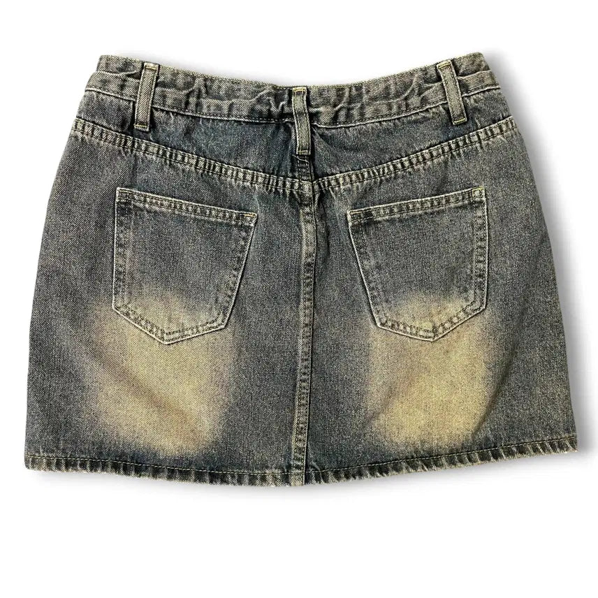[BUNJANG] KINDAMI Vintage Washed Denim Mini Skirt / 빈티지 워싱 카인다미 데님 미니 스커트L