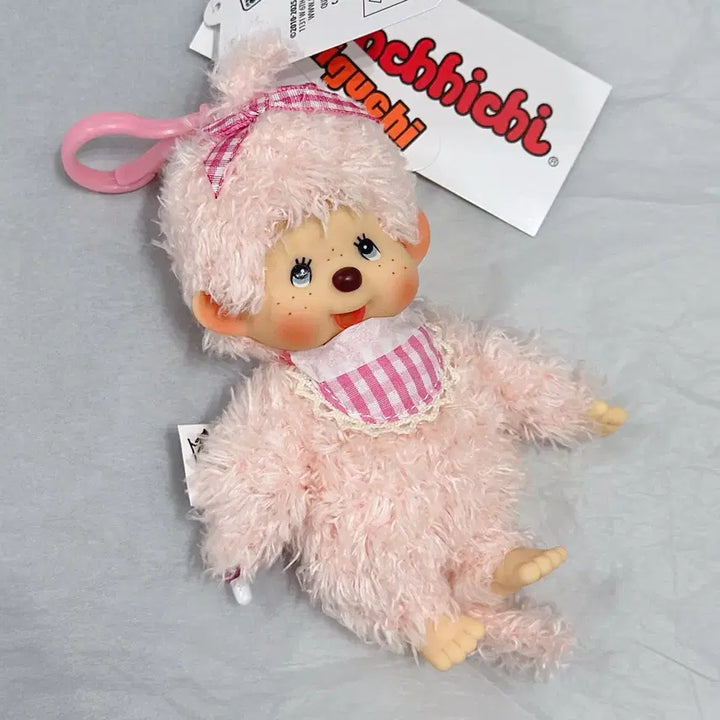 [BUNJANG] Authentic Monchhichi Fluffy Keyring - Pink / 정품 몬치치 플러피 키링 핑크
