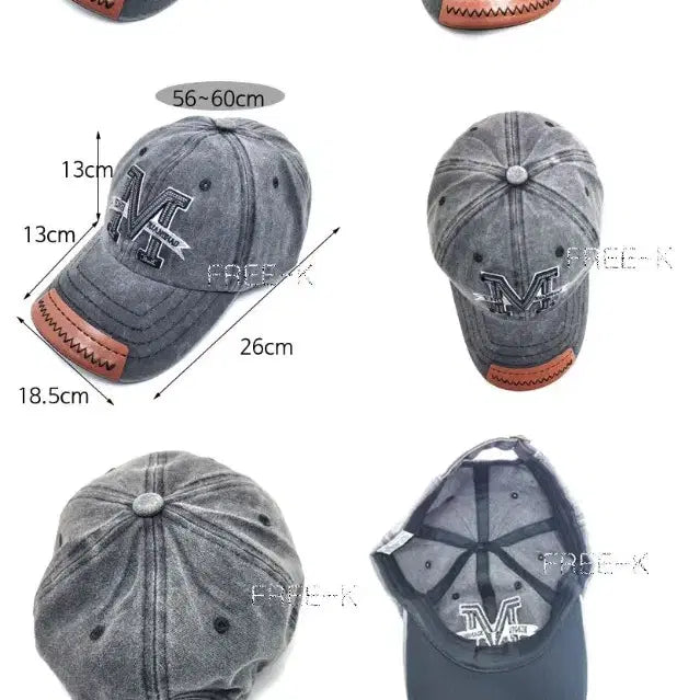 [BUNJANG] M Logo Vintage Washed Baseball Cap / M모자 패션모자 야구모자 남성모자 무료배송