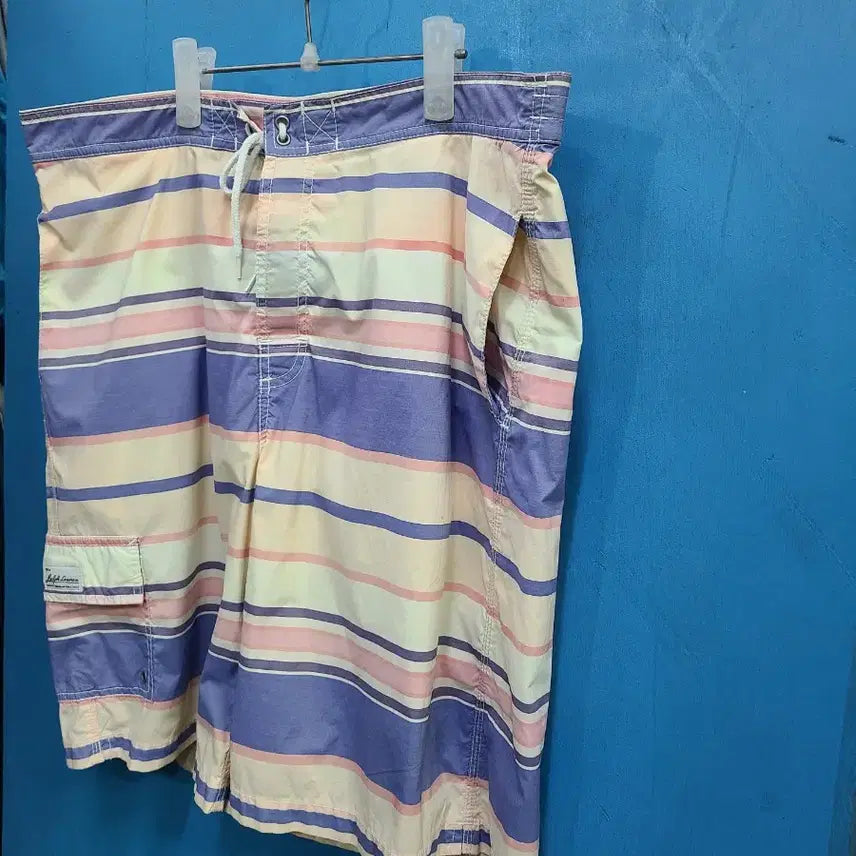 [BUNJANG] Polo Ralph Lauren 90s Vintage Pastel Striped Swim Trunks / 90s 빈티지 폴로 파스텔 반바지 수영복